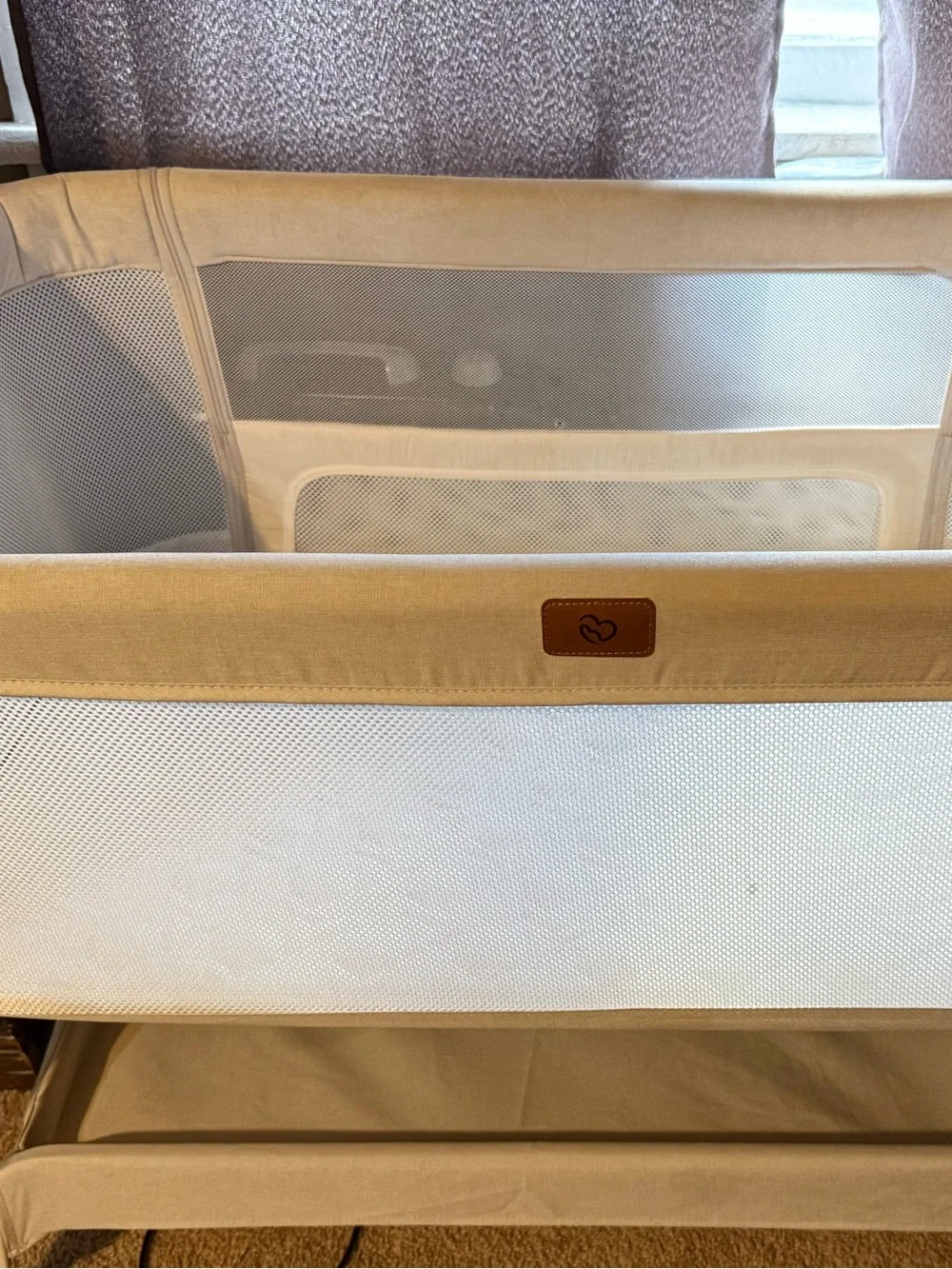 Beige Mesh Storage Bassinet - Neutral Nursery Organizer